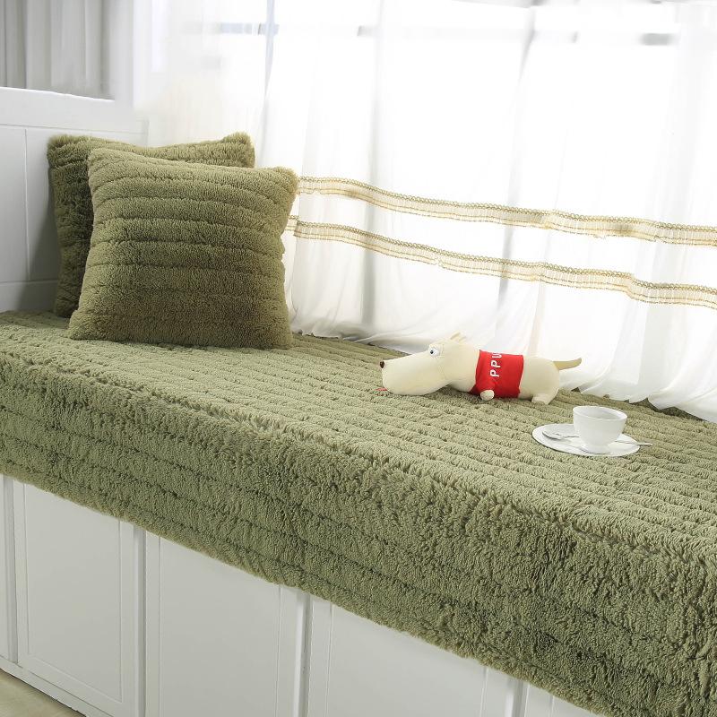 Grey Plush Sofa Cover Towel Striped Fluff Soft Slipcover Resistant Seat Couch Cover For Living Room Window Mats L -Shaped Sofa