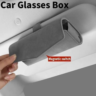 Auto-Brillenetui Universeller Auto-Sonnenblendenhalter Sonnenbrillen-Aufbewahrungsbox Clip Karten-Ticket-Halter Leder-Innenzubehör