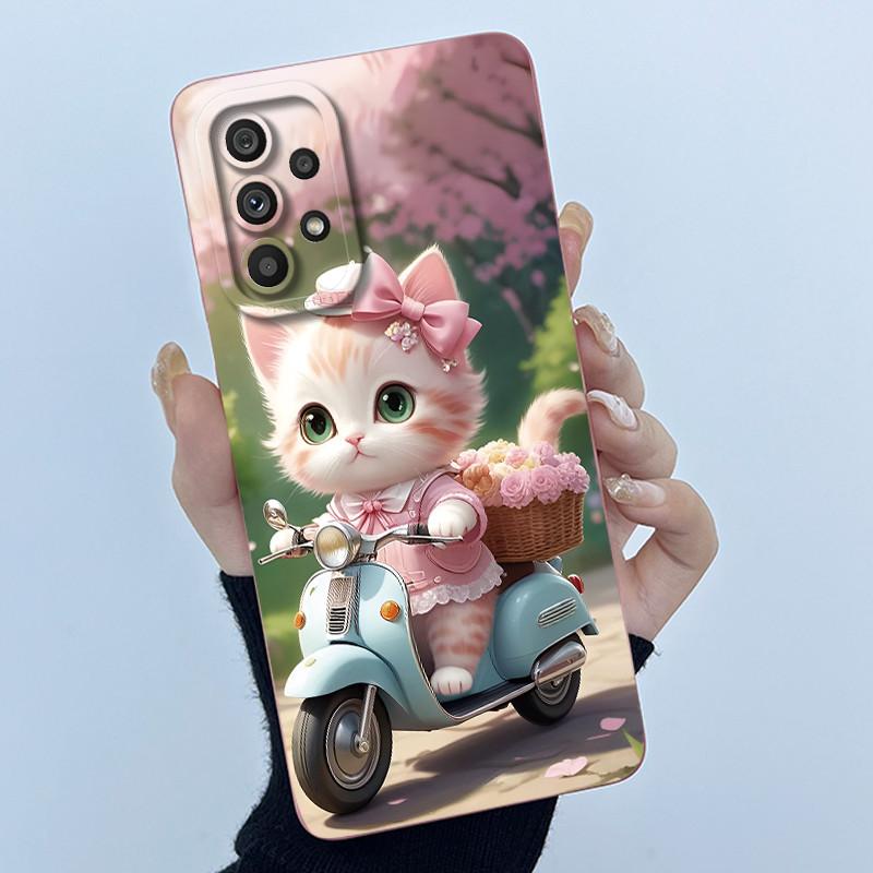 Shockproof Matte Case For Samsung Galaxy A32 A52 A52S A72 M52 5G Lovely Cartoon Liquid Silicone Camera Protective Bumper Cover