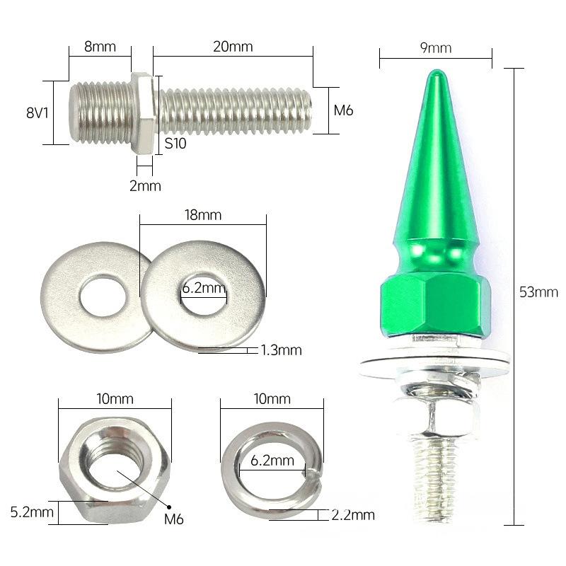 4Pcs Colorful M6 License Plate Fixing Plate Screw M6 Threaded Pointed Aluminum Alloy Fasteners Universal Car Styling Gasket