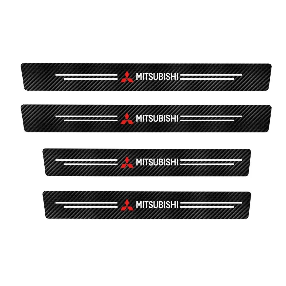 

Car Door Sill Protector Plate PU Leather Carbon Fiber Threshold Anti-Scratch Bumper Sticker For Mitsubishi Outlander Lancer EX