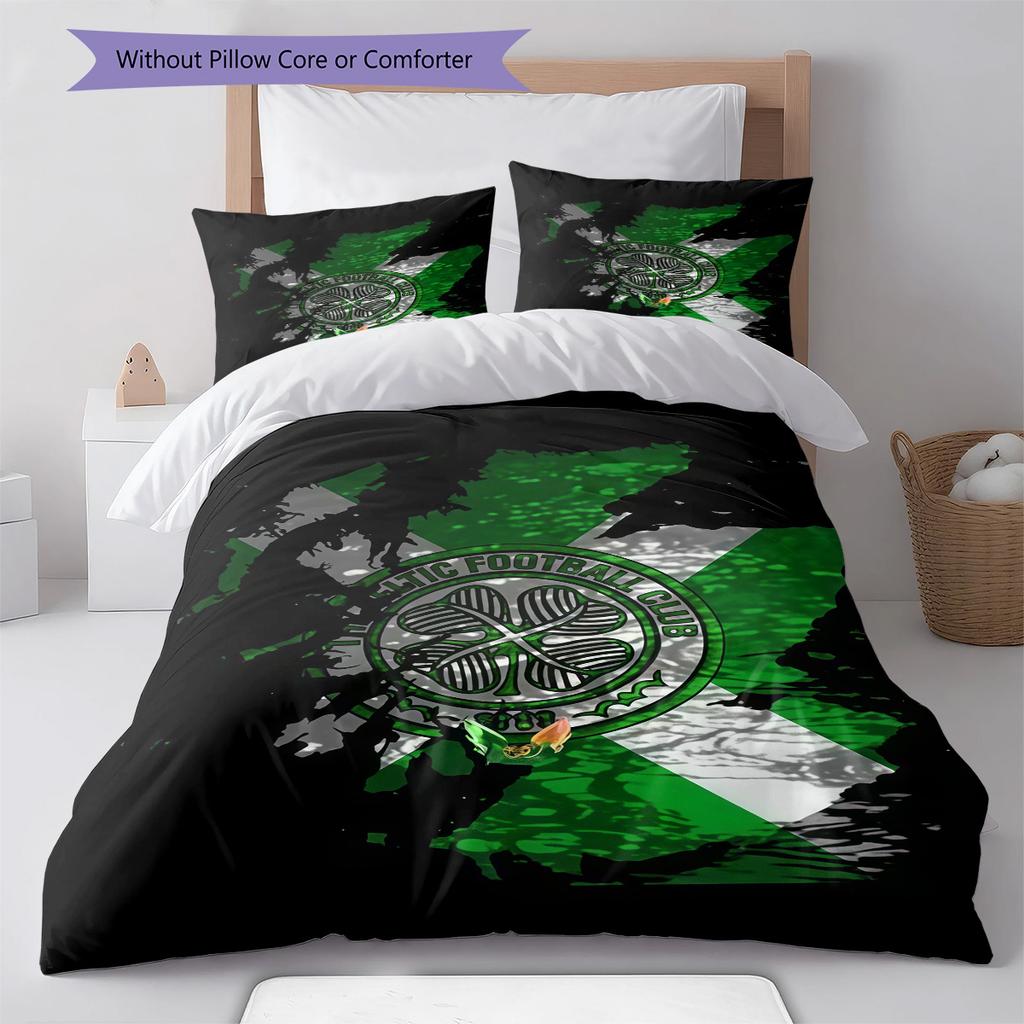 Celtic Football Club Bedding Quilt Set Quilt Cover Pillowcase Home Decoration Birthday Gift (1 * Duvet Cover + 2 * Pillowcase, Without Core)