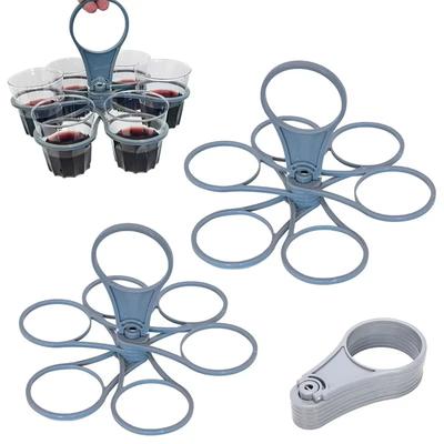 Suporte Carrossel de Vidro Dobrável para 6 Xícaras Alça de Xícara de Café Suporte para Garrafa de Bebida Portátil Anti-Queimadura Camping Festa Bar Casa