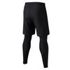 Black Men's Fake 2 Piece Pants Training Elastic Quick Drying 2 in 1 Gym Leggings Pants for Exercise