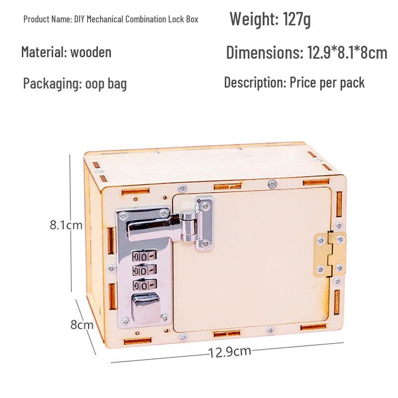Creative 3D DIY Mechanical Password Box Puzzle Kit for Primary Students