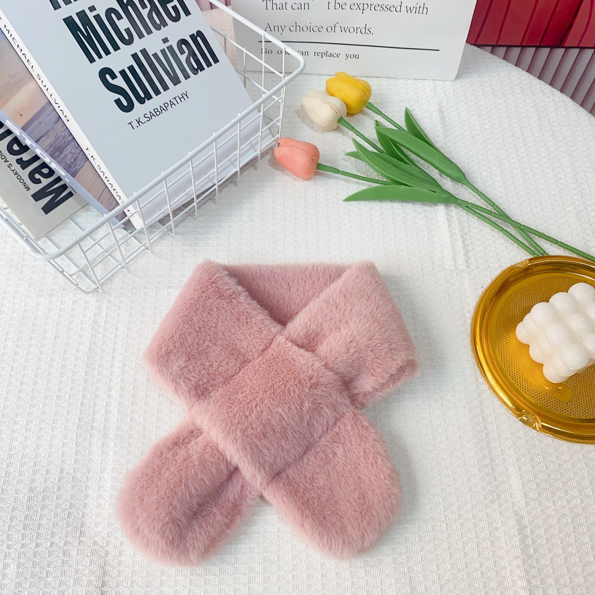 

Children s Plush Christmas Scarf - Cute Cartoon Rabbit Fur Neck Warmer for Boys and Girls, Perfect for Autumn and Winter 10*75cm