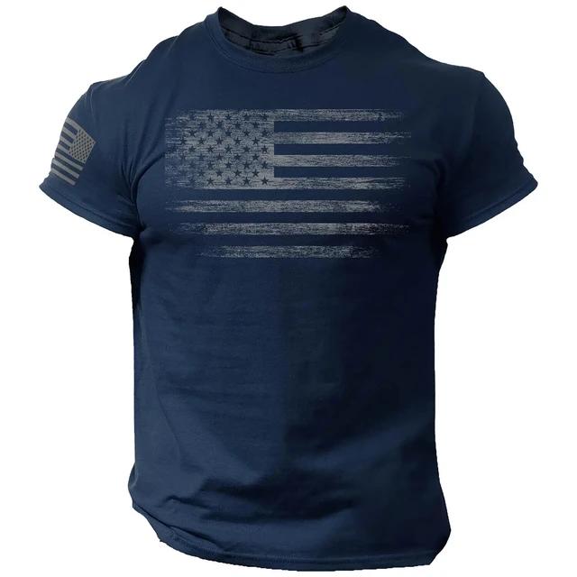 Gym T-shirts 3d Print USA Flag T-shirts Summer Casual Short-sleeved Men's T-shirts