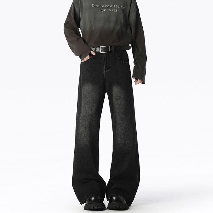 Minger | American high street trendy brand micro-pull jeans men's autumn new loose wide-leg drape trousers