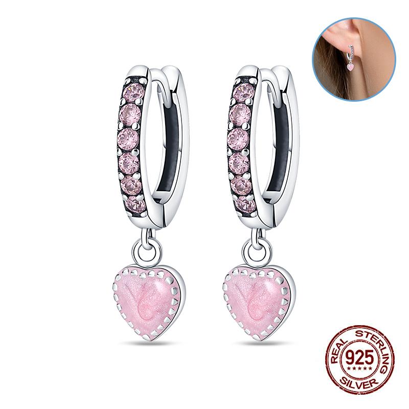 Damen Kupfer Ohrringe Rosa Liebe Sterne Muschel Süße Blume Süß Romantisch Date Party Hochzeit Exquisiter Schmuck Geschenke