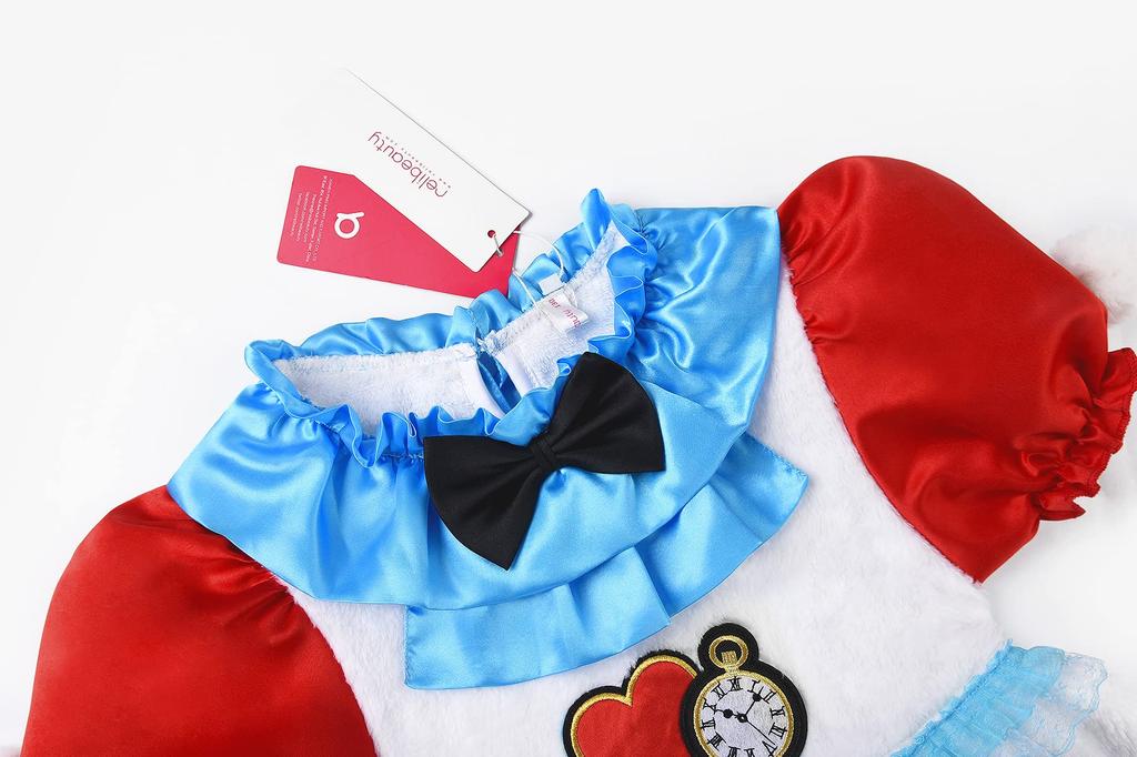 ReliBeauty White Rabbit Cosplay Dress for Halloween Costume for Watch Bunny Marshmallow Kids Birthday Bunny Ear Headband Size 120 Kids, Girls, Rabbit,