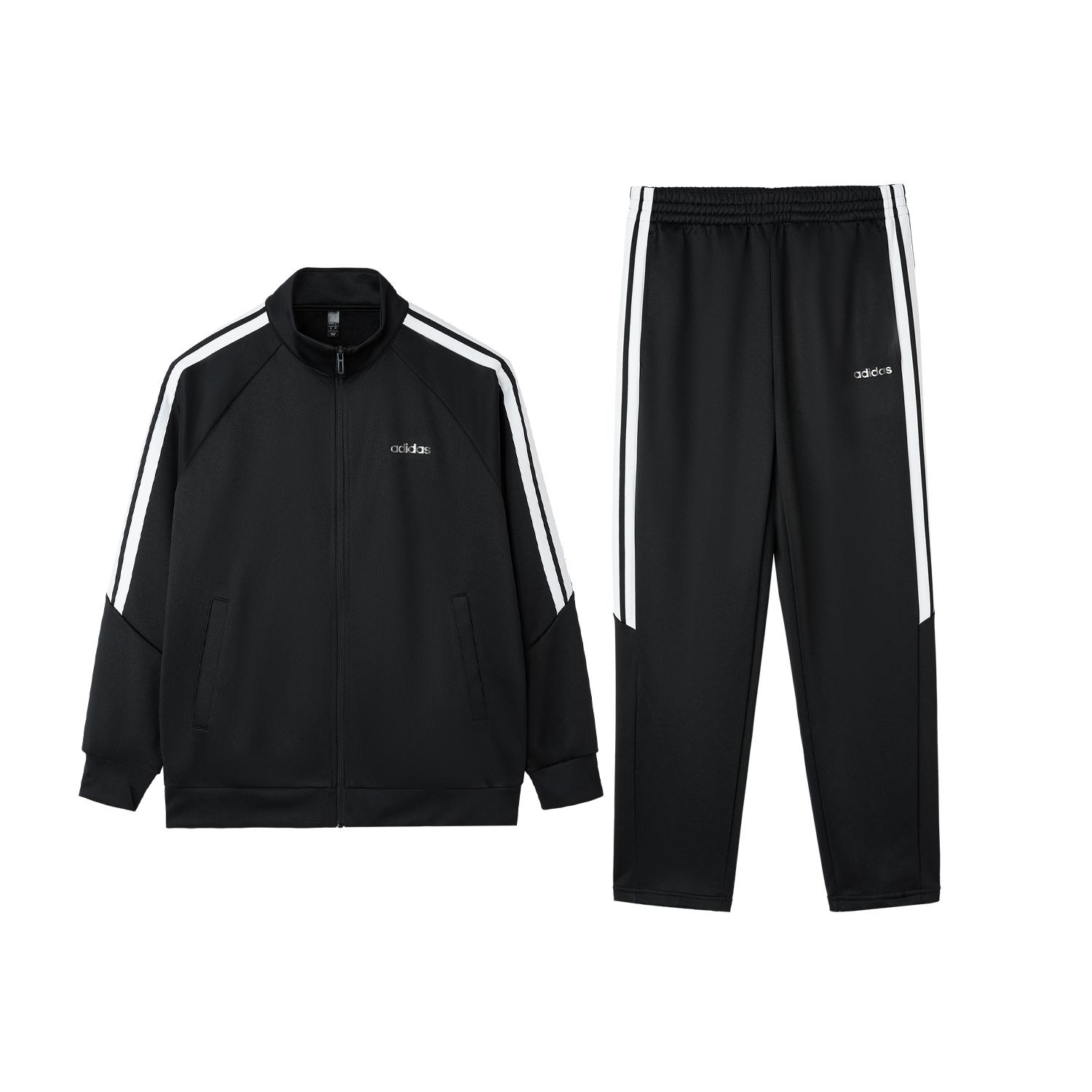 

Adidas Soft Skin Long Sleeve Top Breathable Windproof Striped Pants Casual Sports Suit Men suit KG8951 3XL