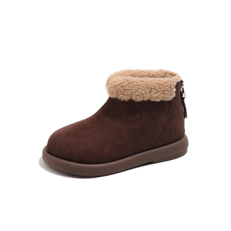 Winter 2025 Girls' Snow Boots: Velvet-Lined Short Martin Boots for Big Kids