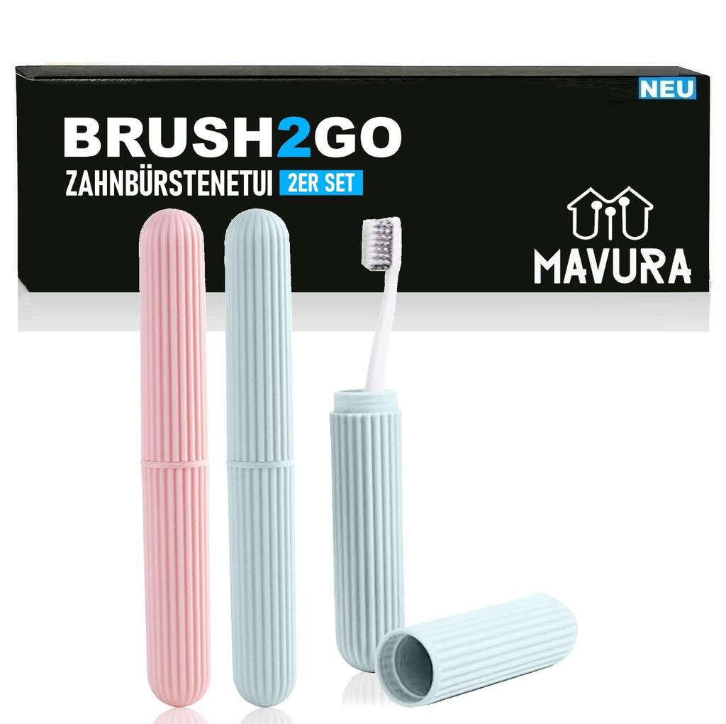 BRUSH2GO Tannbørsteetui Transport- og oppbevaringsboks 2 stk. sett