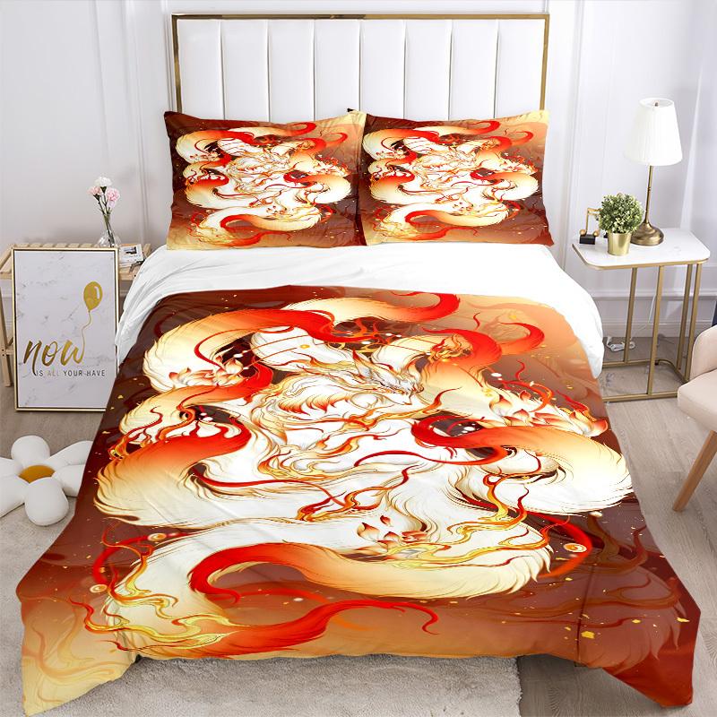 3pcs Phoenix, Mythical Beast Duvet Cover Set, Cover For Bedroom Guest Room (1 Duvet Cover + 2 Pillowcase, Without Quilt),  yy250922237