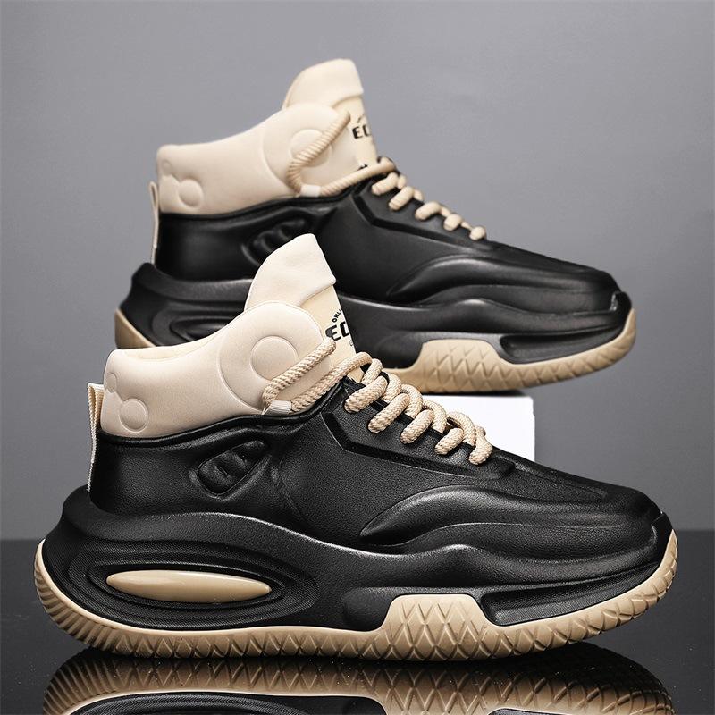 

High-top men s shoes 2025 autumn and winter new casual sports shoes, teenagers winter leather surface increases, dad trendy shoes 43