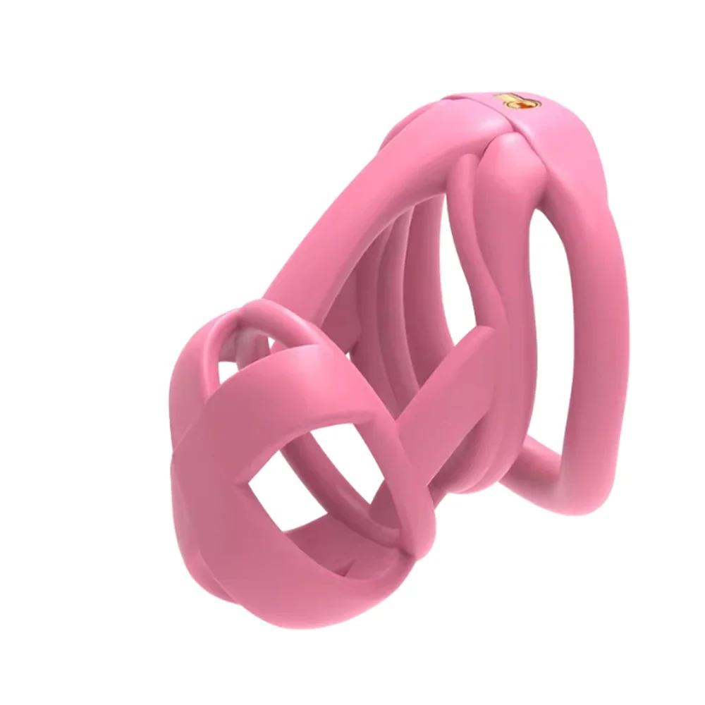 Ergonomics Small Male Chastity Cage Pink Chastity Device Invisible Lock for Man Penis Exercise Bondage Gear Cock Cage Sex Toys