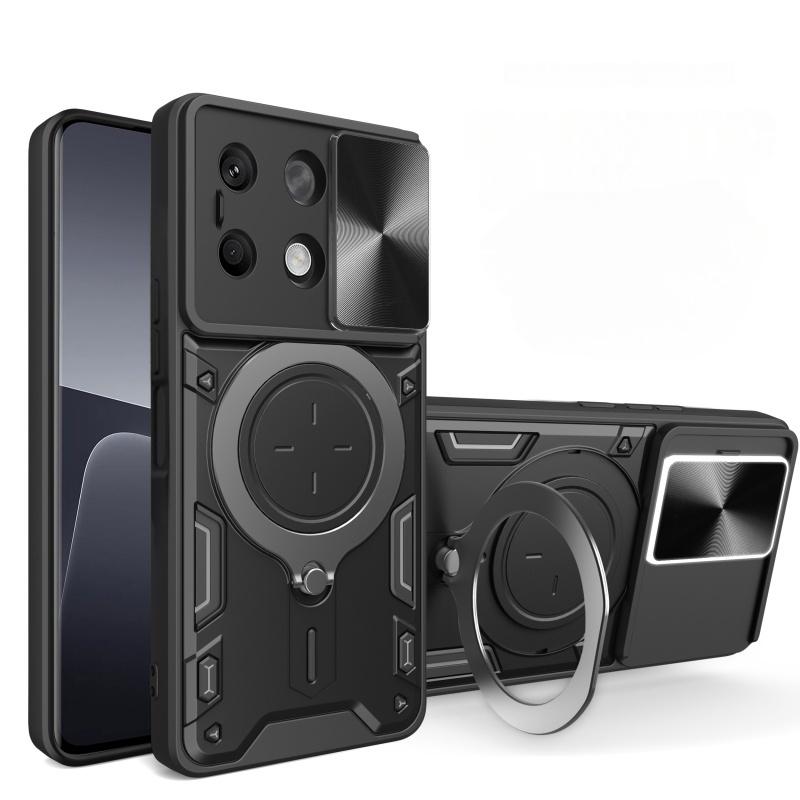 

Для Xiaomi Redmi Note 14 13 Pro Чехол Магнитный Держатель Кольцо Броня Противоударные Чехлы для POCO X7 X6 M6 F6 F5 Задняя Крышка Redmi Note 13 5G чёрный