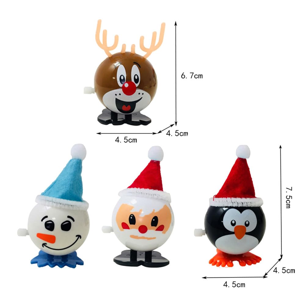 LEDMOMO Christmas Santa Claus Christmas Prize Gift Figurine 9-Piece Wind-Up Ornament, Spring-Mounted