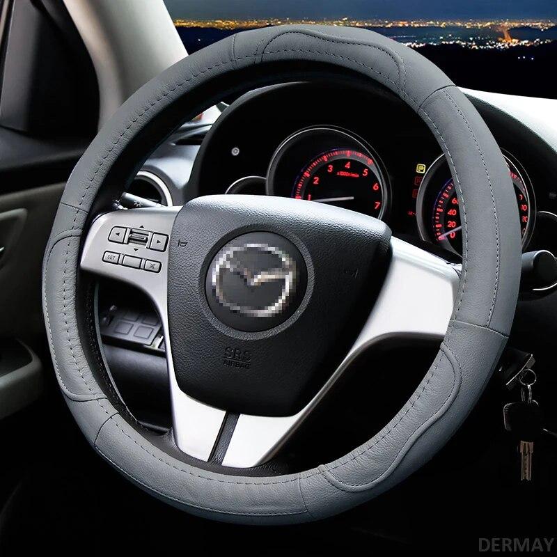 Genuine Leather Car Steering Wheel Cover Non-slip for All Mazda 3 2004-2013 2009 2014 2015 Mazda Axela Auto Accessories