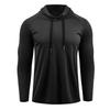 Men's Casual Breathable Hooded Sun Protection Long Sleeve Shirt Lightweight Athletic Pullover with Adjustable Drawstring Hood for Outdoor Activities