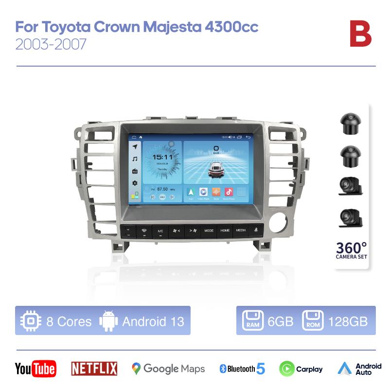For Toyota Crown Majesta 4300cc 2003-2007 Smart Multimedia Video Player CarPlay GPS Radio 5G Navigation Keep Original Car CD