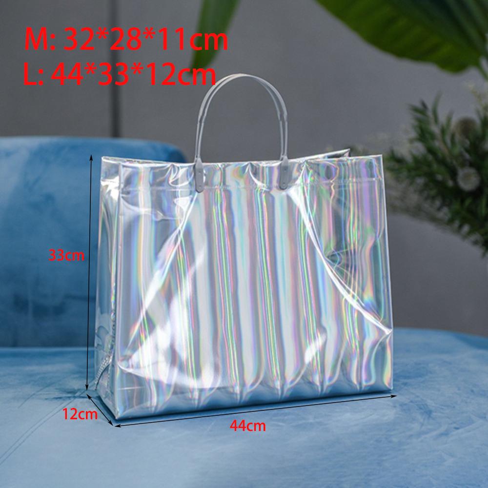Neue Handheld-Geschenkverpackungstasche Wasserdichte Handtasche mit großem Fassungsvermögen PVC-Laser-Tote Bekleidungsgeschäft