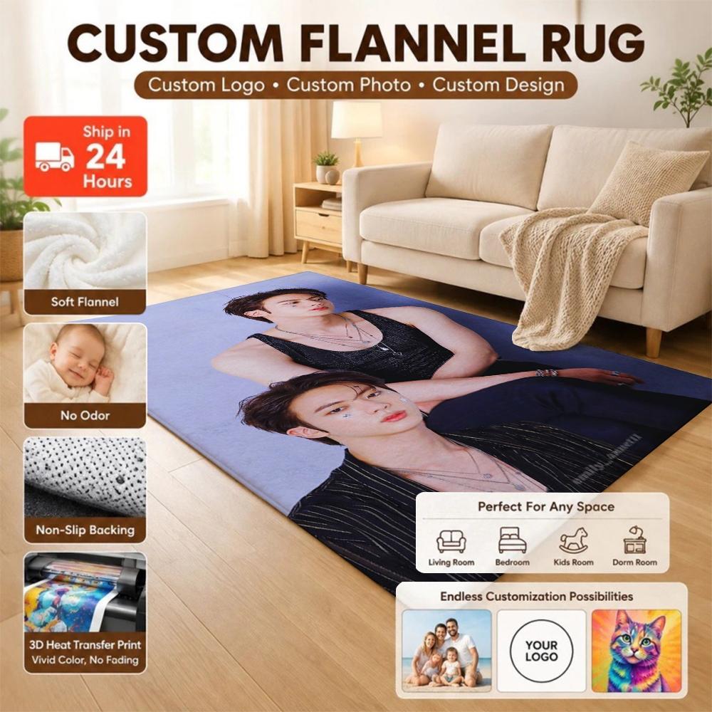 Idol Jin Stylish Black Fashion Indoor Rug Soft Texture Nonslip Carpet For Bathroom Kitchen Home Party Decor Valentine'S Day Gift