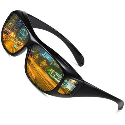[SHEEN KELLY] Night Vision Glasses Fit Over Regular Glasses. Sunglasses Wrap Around Sunglasses. Driving Glasses.