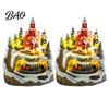 Indoor Festive Party Supplies 2Pcs Christmas Train Music Box with Rotating Light, Snow Village Carousel Holiday Decorative Ornaments Ornament,