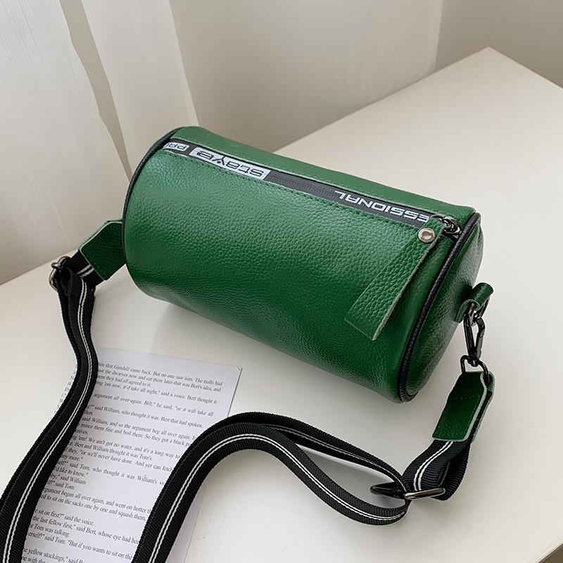Cylindrical Genuine Leather Women Shoulder Bag Fashion Simple Ladies Crossbody Bag Casual Totes Trendy Messenger Bag