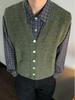 Unisex Autumn V-Neck Knitted Sleeveless Vest - Casual Korean Style Sweater for Layering