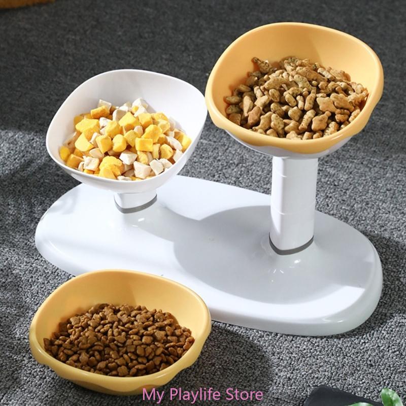 Regulable Pet Bowl Modern Feeding Station Double Bowl Cats and Water Bowl with Stand for Small and Miteltgro Dogs and Cats