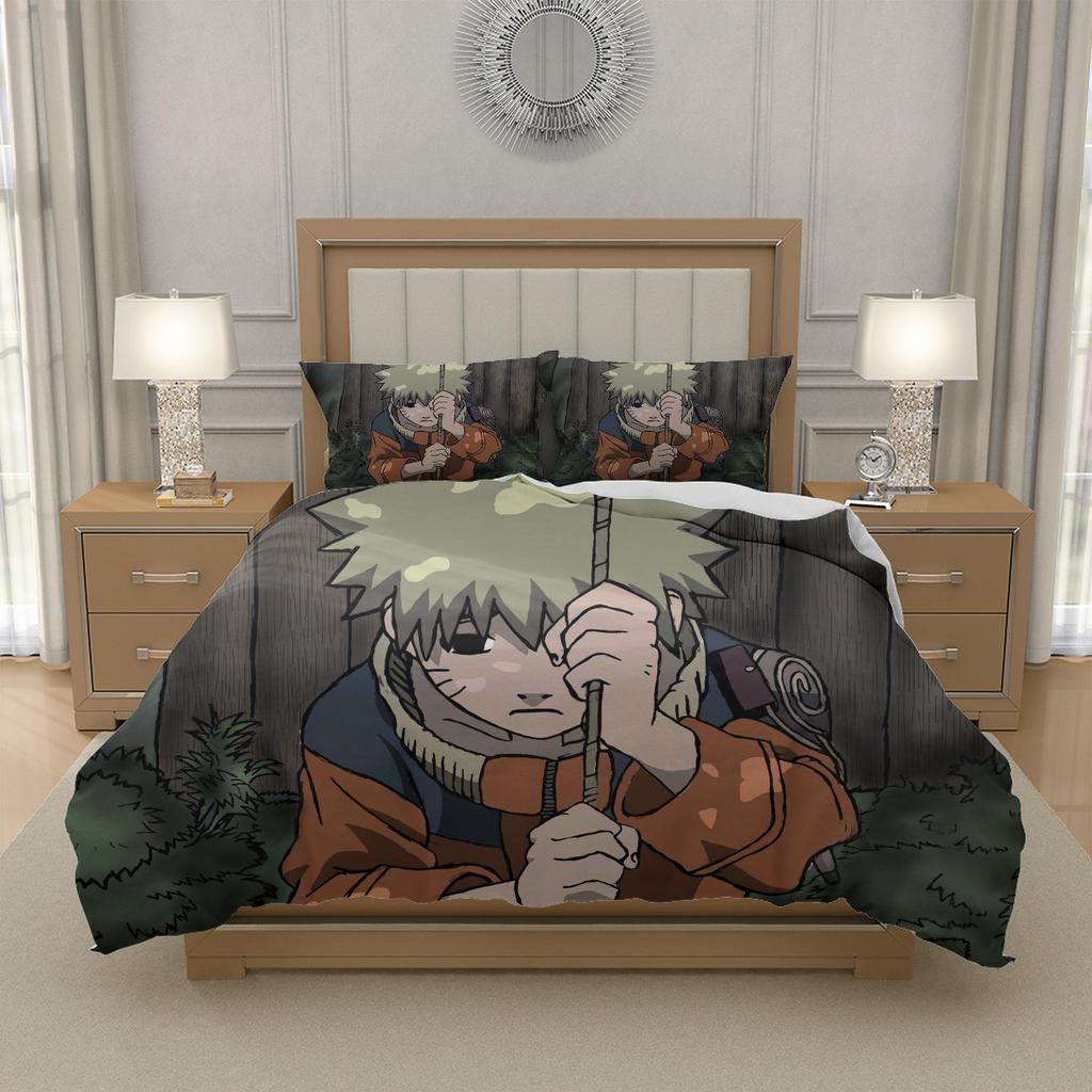 N-Naruto U-Uzumaki N-Naruto Anime Comforter Cover Set Bedding Soft Polyester Kids Room Gift Twin Full Queen King Size