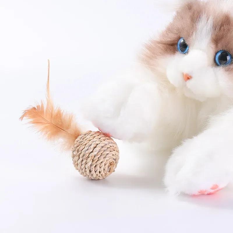 2PCS/1SET Pet Toy Ball Self-soothing Rattan Rattan Ring Sound Ball Hand-woven Double Ball Set Cat Toy Cat Supplies