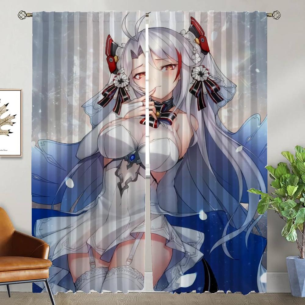 Azur Lane Zasłony przeciw komarom do zaciemniania pokoju 2 panele działowe dekoracja na Halloween rolety salon dziecko