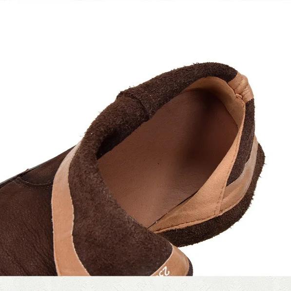 Johnature Versatile Women's Short Boots Round Toe Side Zipper Retro Genuine Leather Flat Boots