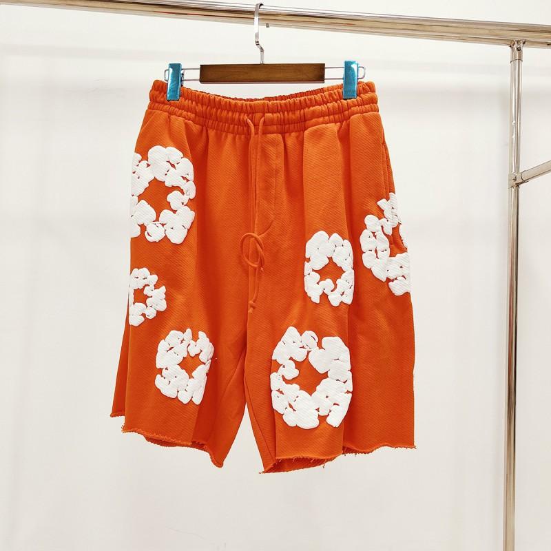 Mens Cotton Denim Tears Inspired Oversized Shorts With Floral Print Loose Fit Streetwear