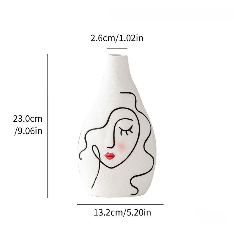 

Nordic Hand Painted Face Creative Ceramic Vase Home Living Room Decor Flower Vase Gift