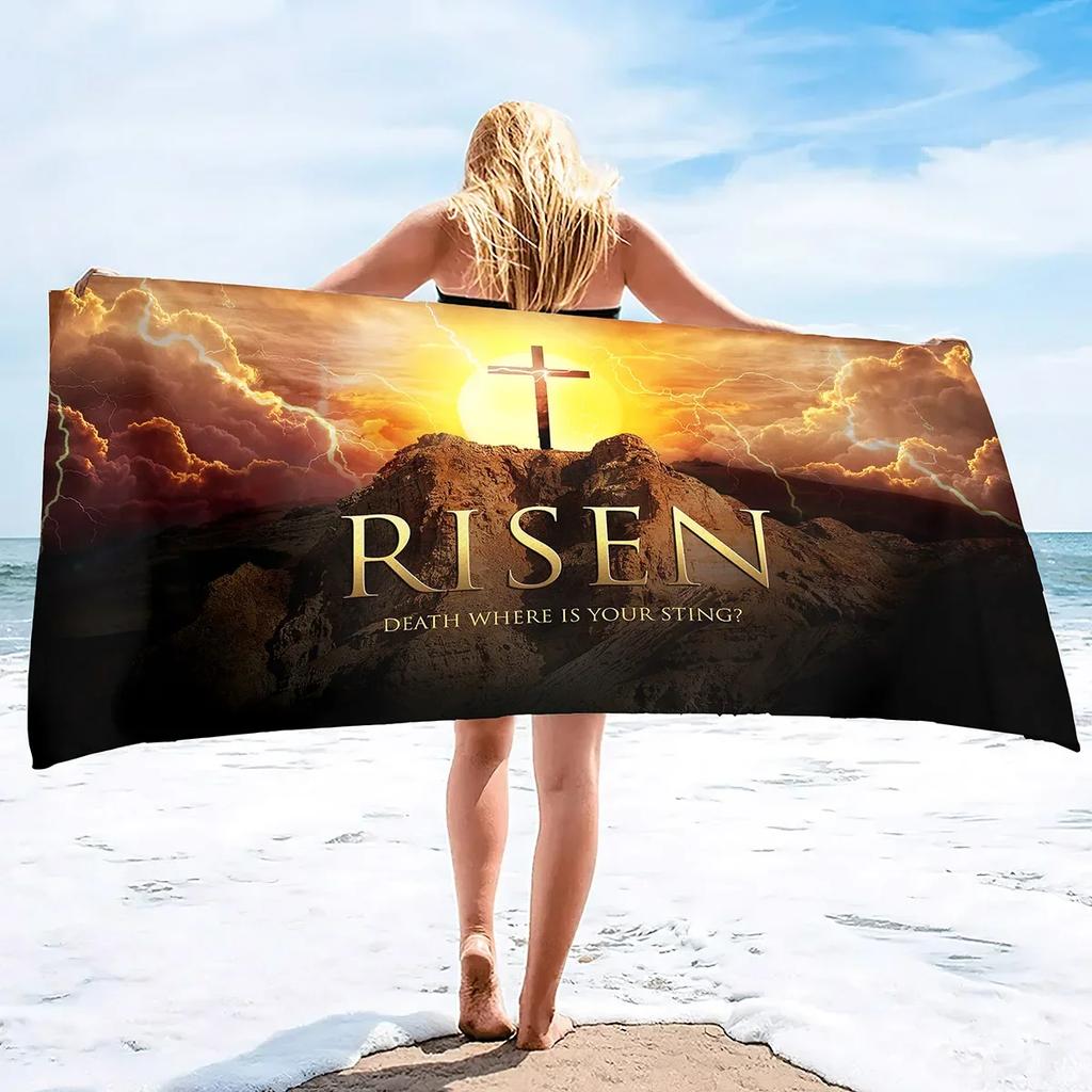Pray to god Microfiber Lightweight Thin Beach Towels,Compact Sand Free Swim Pool Blanket for Outdoor Traveling on Vacation