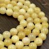 Cream Yellow Jade A-Grade Loose Round Beads for DIY Jewelry Making
