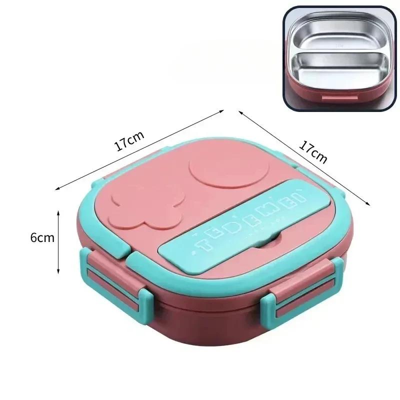 Cutie Bento de Picnic cu Capac din Oțel Inoxidabil cu Compartiment Cutii de Prânz Metalice pentru Copii Izolate pentru Călătorie Etanșe Recipient pentru Prânz pentru Alimente