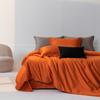 Light luxury high-count long-staple cotton four-piece set, simple wind solid color pure cotton satin quilt cover, sleeping naked, high-end Class