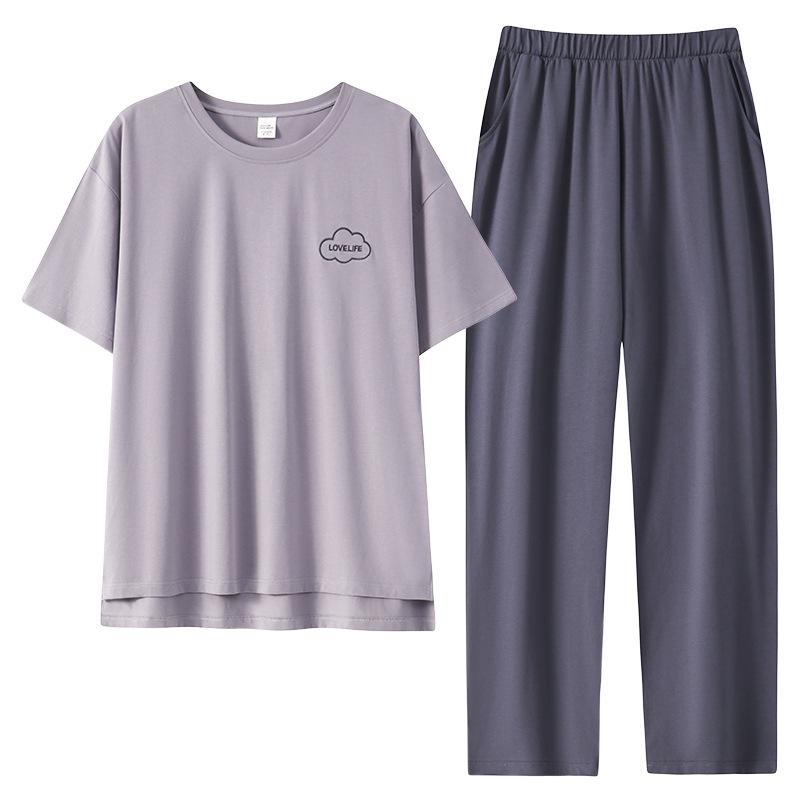 Pajamas Women's Summer Pure Cotton Short-sleeved Trousers 1011 New Cotton Thin Summer High-end Girls Loungewear