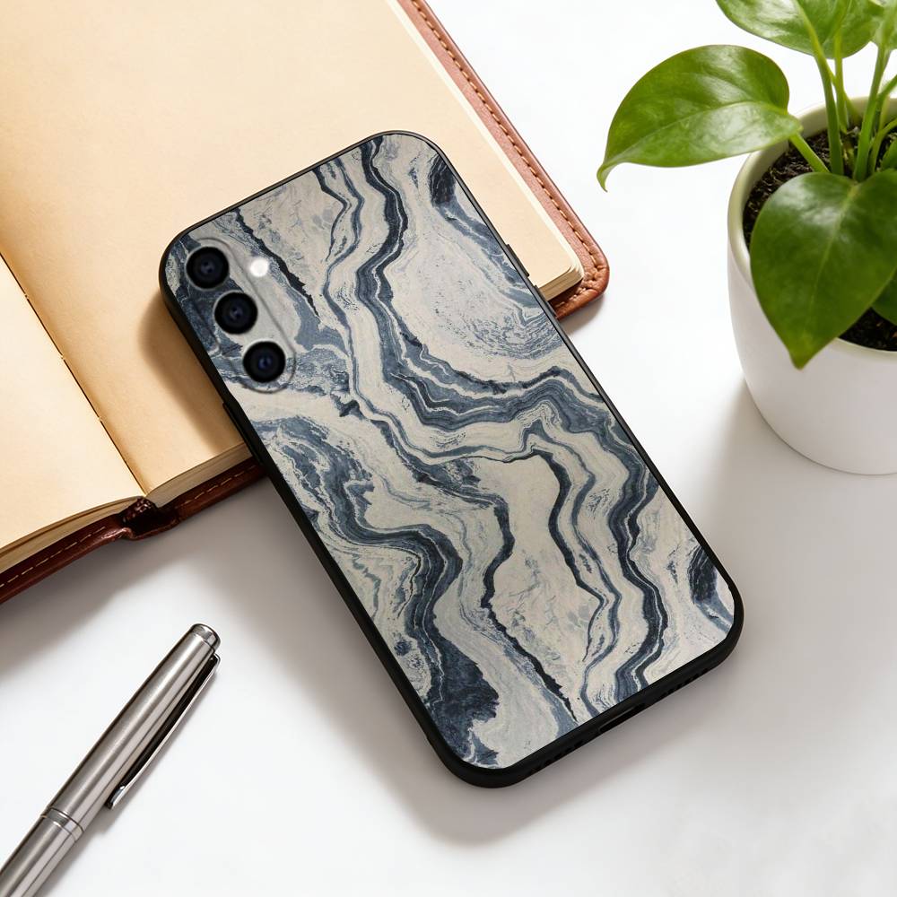 Fashion Geometric Marble Phone Case For Samsung Galaxy A73,A72,A71,A70,A53,A52,A51,Soft Silicone Black Cover