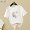 TACHI Women's Fashion Cartoon Sequin Print Round Neck T-Shirt