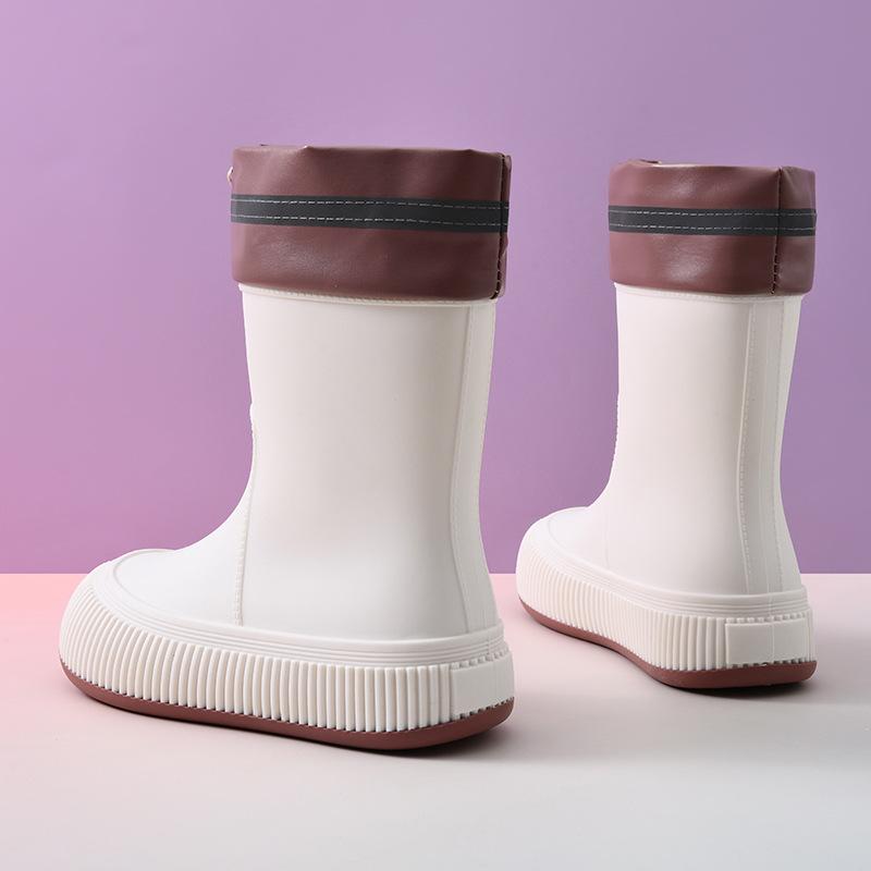 Medium Tube Bundle Eva Rain Shoes Women's Adult Non-slip Water Shoes Catch the Sea Soft Sole Wear-resistant Fashion Rain Boots