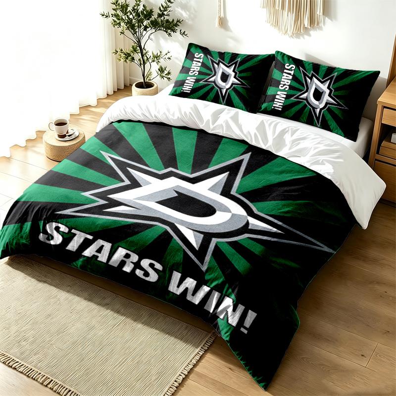 Dallas Stars 3pc Duvet Cover Set Simple Modern Bedding Set Wrinkle Resistant Soft Fabric All Season Use a Perfect Gift