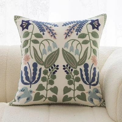 Casual Embroidery Floral Swallow Cushion Cover Skin-friendly Square Sofa Pillowcase Soft Throw Pillow Cover Office