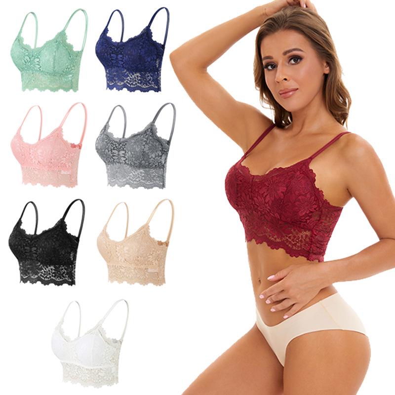 Plus Size Lace Anti-Exposure Camisole Bra with Beautiful Back Design