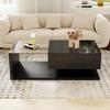 Wohnzimmertisch, LED Couchtisch mit Schubladen, Hochglanz Kaffeetisch mit Stauraum, Modern Coffee Table